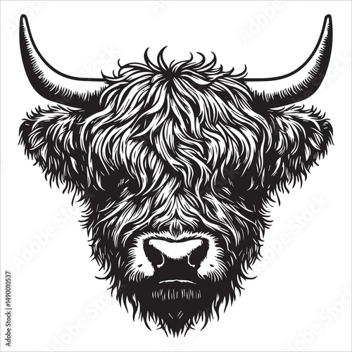 Yawning Highland Cow Silhouette