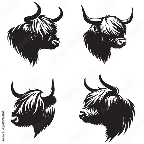 Yawning Highland Cow Silhouette