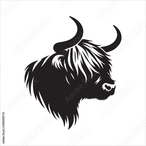 Yawning Highland Cow Silhouette