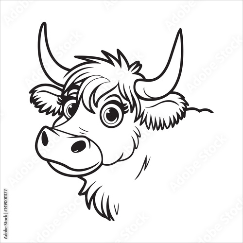 Yawning Highland Cow Silhouette