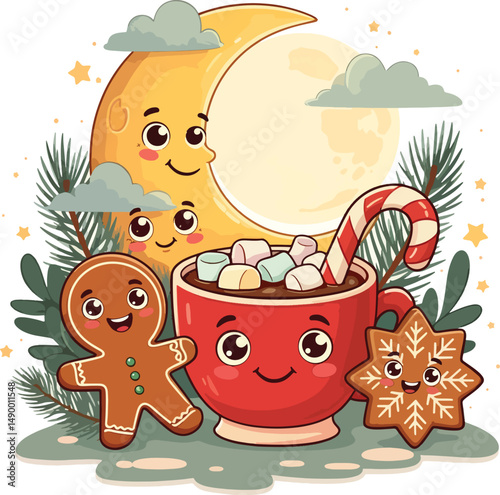 Happy Kawaii Sweet Smile with Cute sweet
