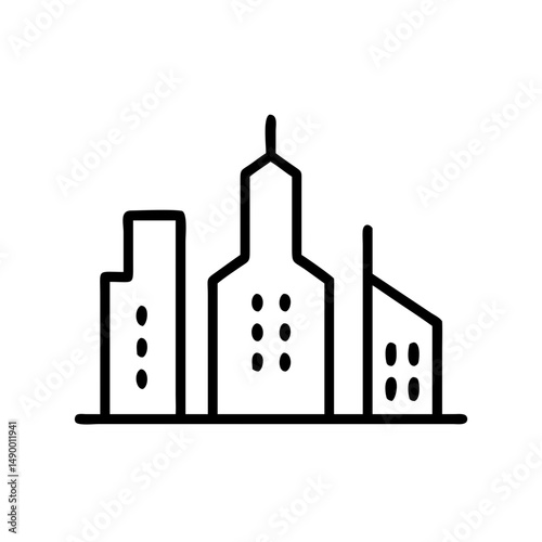 Wallpaper Mural Line drawing of modern city skyline with skyscrapers and buildings   Torontodigital.ca