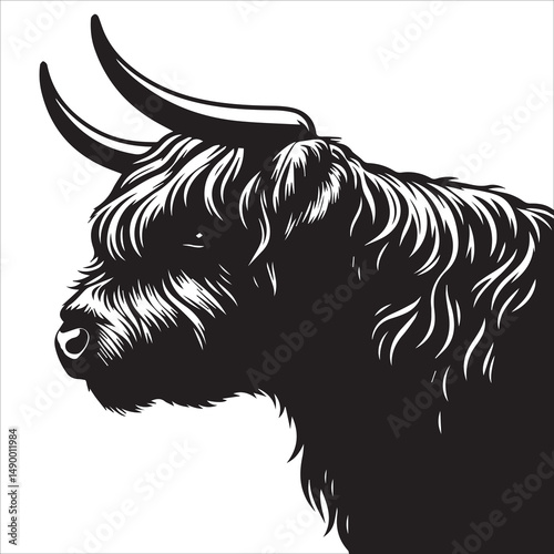 Yawning Highland Cow Silhouette