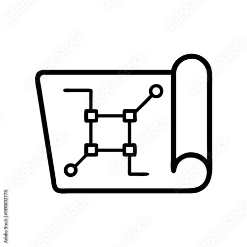 Axonometric plan illustration of architectural blueprint design  