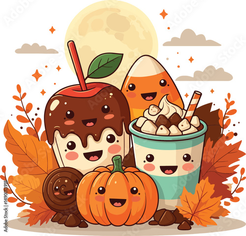 Happy Kawaii Sweet Smile with Cute sweet