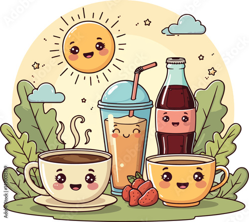 Happy Kawaii Sweet Smile with Cute sweet