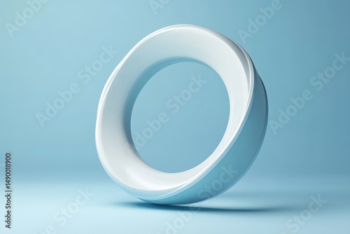 Abstract minimalist ring shape on a light blue background.