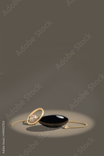 Elegant gold and black bracelet with decorative patterns isolated on a