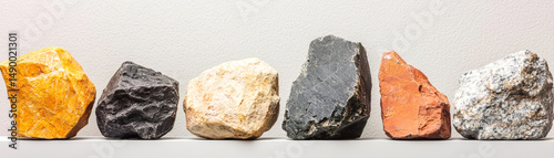 geological formation with rock layers and geological time. Earth science display showing rock sample core and geologic timeline