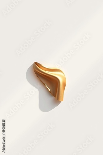 Golden abstract silk fabric on wall shadow minimal drape smooth folds