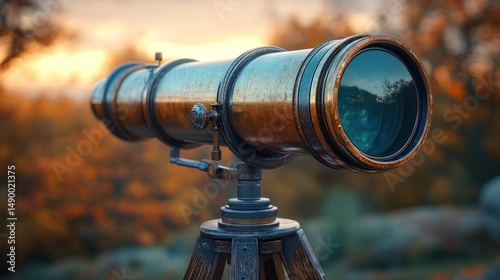 Wallpaper Mural Antique telescope in autumnal landscape Torontodigital.ca
