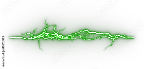 Green electricity blazing glow on transparent backgrounds 3d render png