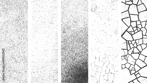 Set Of Grunge, Abstract dirty or aging frame. Dust particle and dust grain texture on white background, dirt overlay, Dust scratches overlay. Old film texture. Black aged screen with white dirt effect