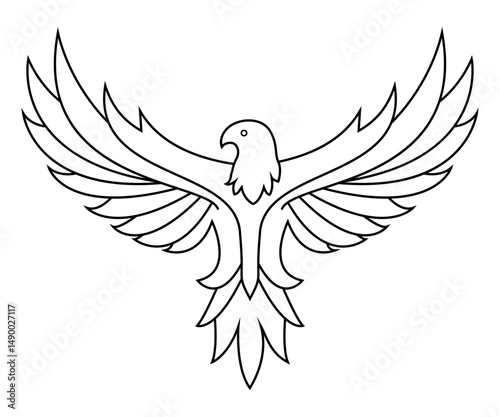 Phoenix Bird Line Art Logo Vector