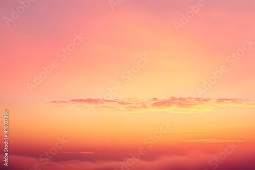 Vibrant Sunset Hues Paint the Sky with Clouds, Creating a Breathtaking and Serene Landscape, Inspiring Tranquility and Peaceful Feelings.  A Colorful Celestial Display at Dawn or Dusk.