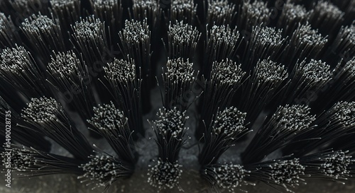 Close-up View of Bristles: A Detailed Macro Photograph of a Black Brush