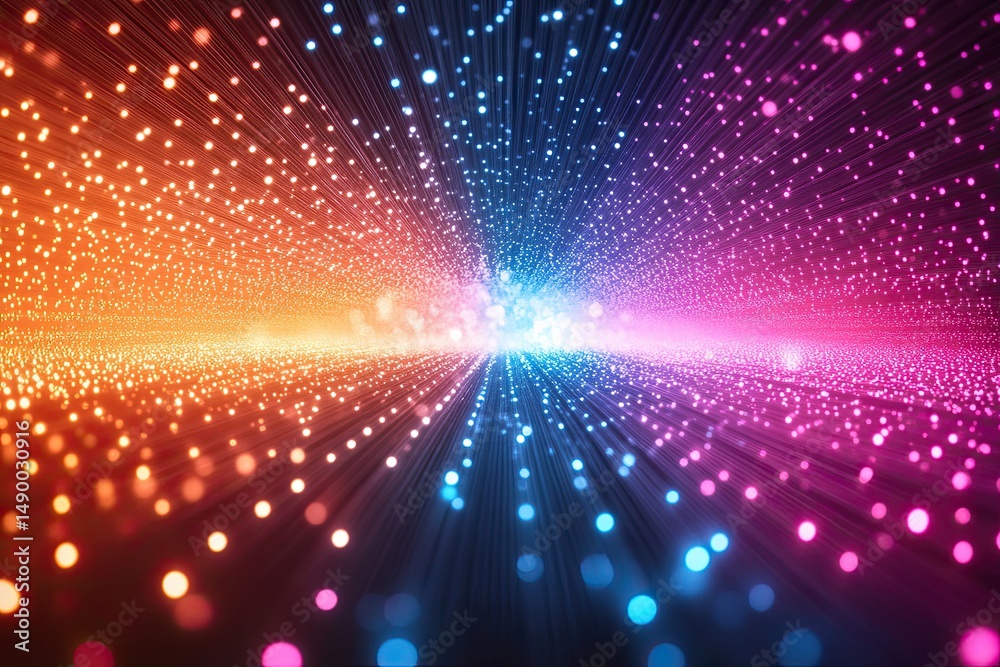 Fototapeta premium Abstract background of digital technologies, communication, big data, data transmission, network, cyber light paths.