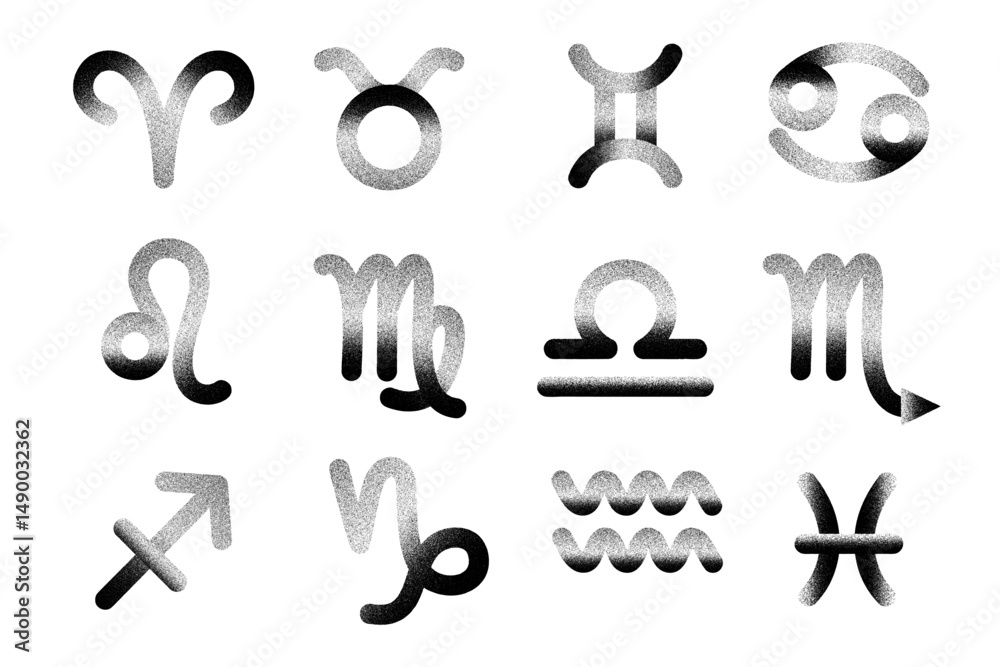 Textured black zodiac signs Textured black zodiac signs