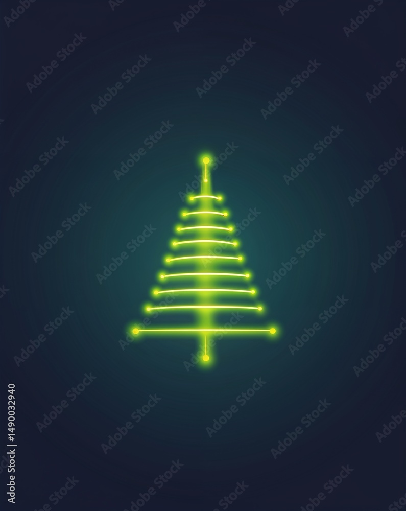 Fototapeta premium Glow thread pattern glowing in the dark on plain dark background