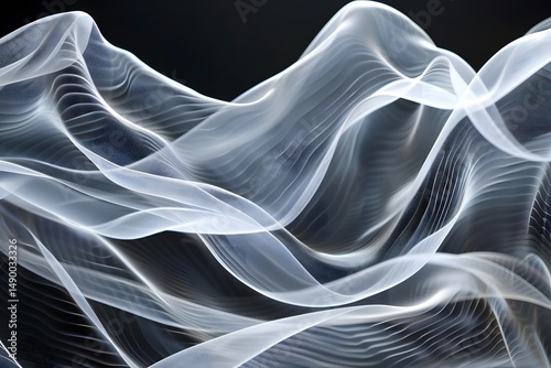 Abstract Waves Flowing Dynamically Across a Dark Background, Creating an Elegant and Evocative Visual Experience with Intricate Details and Smooth Transitions, Showcasing the Beauty of Motion and Form