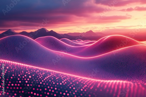 Futuristic digital waves and glowing nodes connecting the global network