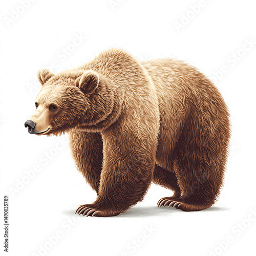Wallpaper Mural Brown bear with standing, and white background. Torontodigital.ca