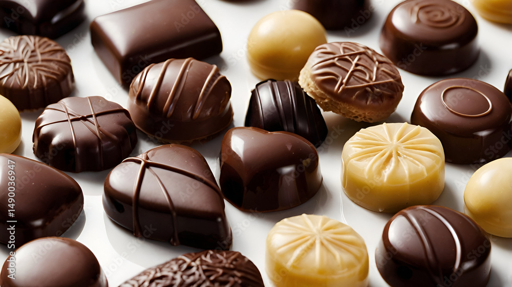 Fototapeta premium chocolate candies on white background