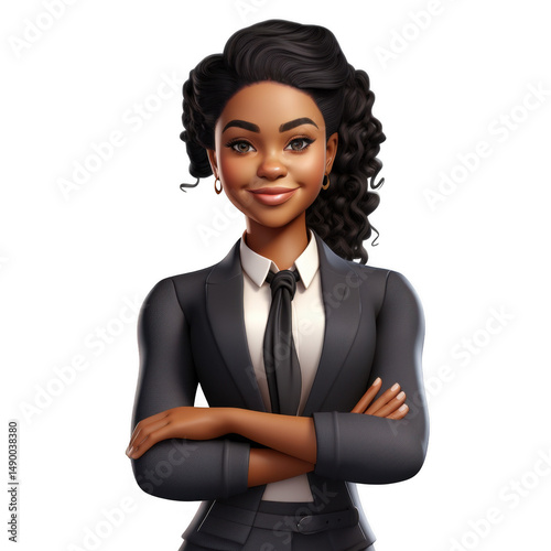 Cartoon businesswoman with arms crossed