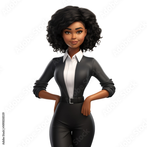 Cartoon woman in a business suit posing