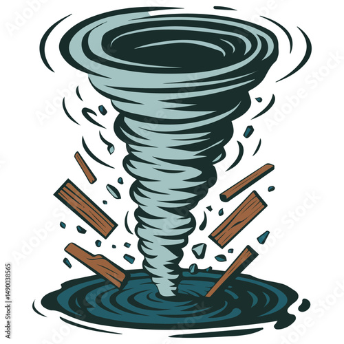 Tornado natural disaster illustration isolated vector illustration on white background