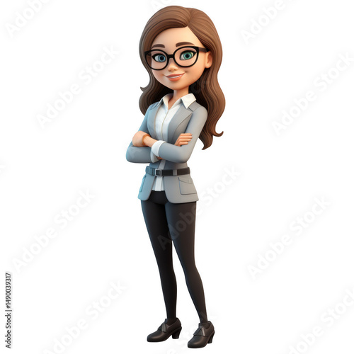 Cartoon woman standing with arms crossed