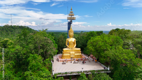 Buriram's Pride. Phra Suphattharabophit and the Stunning Landscape of Khao Kradong, buddha statue in thailand.