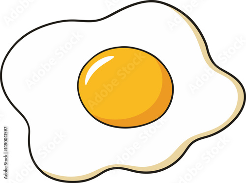 Fried Egg on White Background Cartoon Vector Illustration