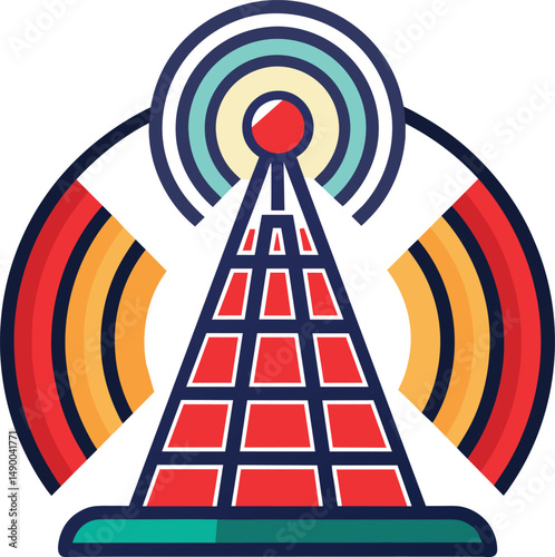 Retro Radio Tower Broadcast Signal Icon