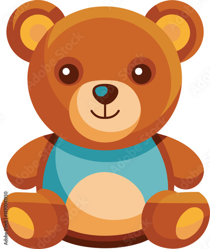 Cute Brown Teddy Bear Toy Childrens Illustration