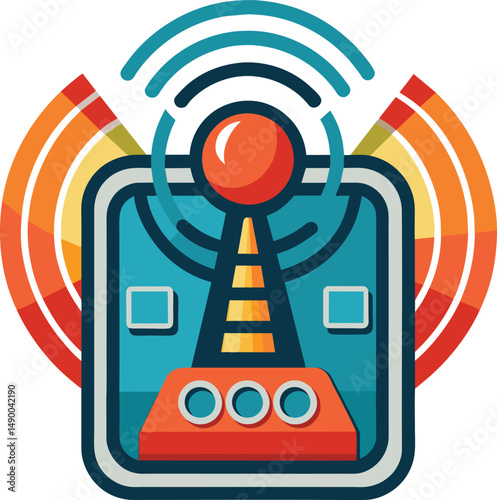 Retro Tech Wireless Signal Transmitter Icon