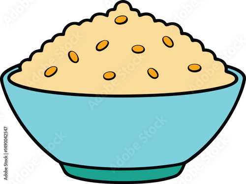 Fried Rice on White Background Cartoon Vector Illustration