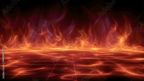 Inferno's Embrace: A captivating image of intense, fiery energy illuminating a surface with mesmerizing, flowing patterns and vibrant hues.