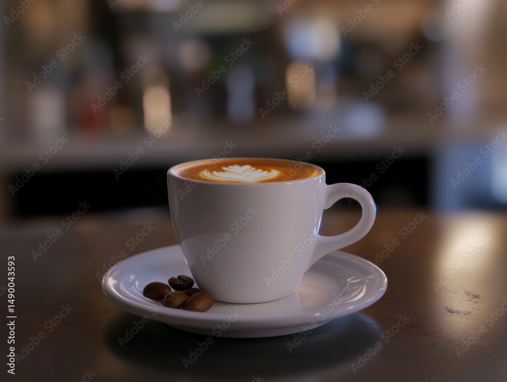White coffee cup on dark counter White coffee cup on dark counter