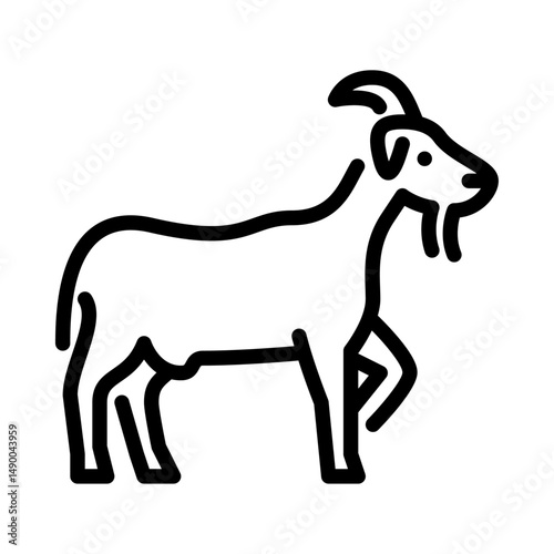 goat outline icon. domestic goat black line illustration.