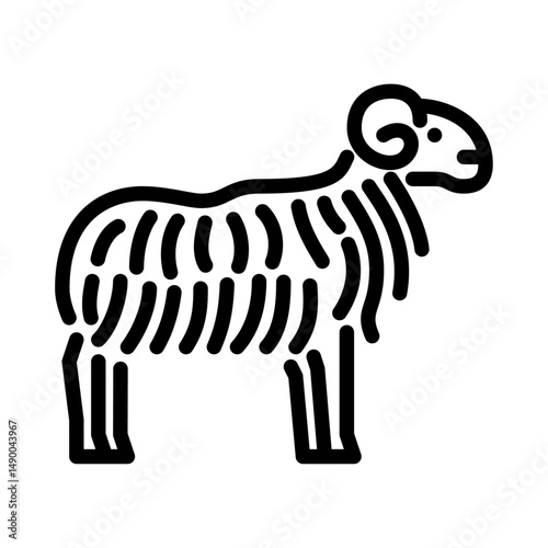 sheep outline icon. male sheep black line illustration.