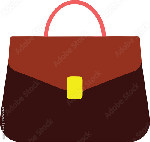 Brown Leather Handbag Icon Vector Graphic