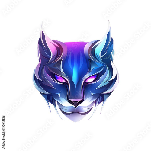 Stylized cat head with glowing eyes
