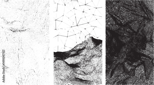 Grunge Cracked Ink Texture Pack, Vintage grunge texture kit. Abstract noise overlay, Abstract grunge concrete wall distressed texture background