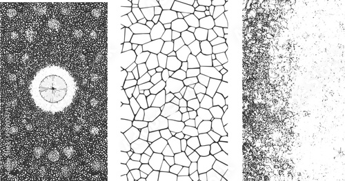 Set of distressed black texture. Dark grainy texture on white background. Dust overlay textured. Rough, irregular texture composed of monochrome geometric elements. Overlay