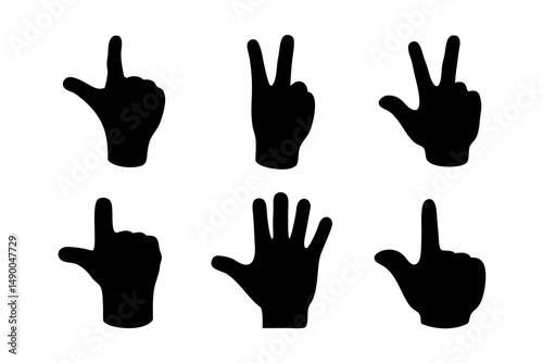 set of hand gestures black silhouette vector illustration
