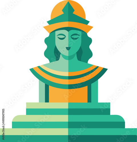 Serene Green Goddess Statue Vector Art