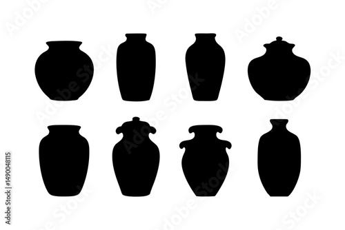 set of jar containers black silhouette vector illustration