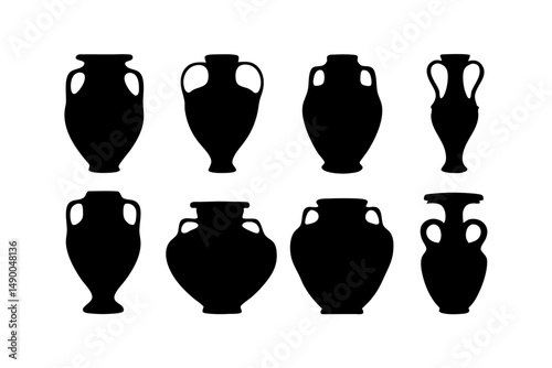set of jar containers black silhouette vector illustration