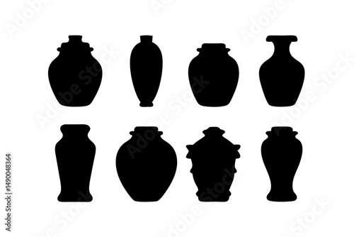 set of jar containers black silhouette vector illustration